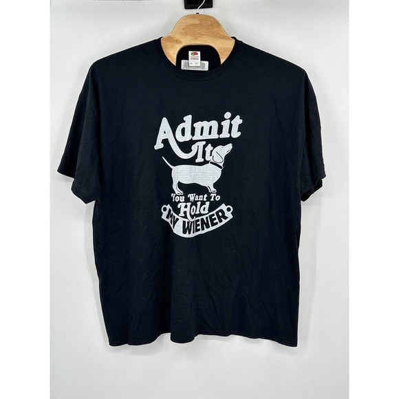 Fruit Of The Loom Mens 4XL “Admit It You Wanna Hold My Weiner” Graphic Print Tee - Picture 1 of 8